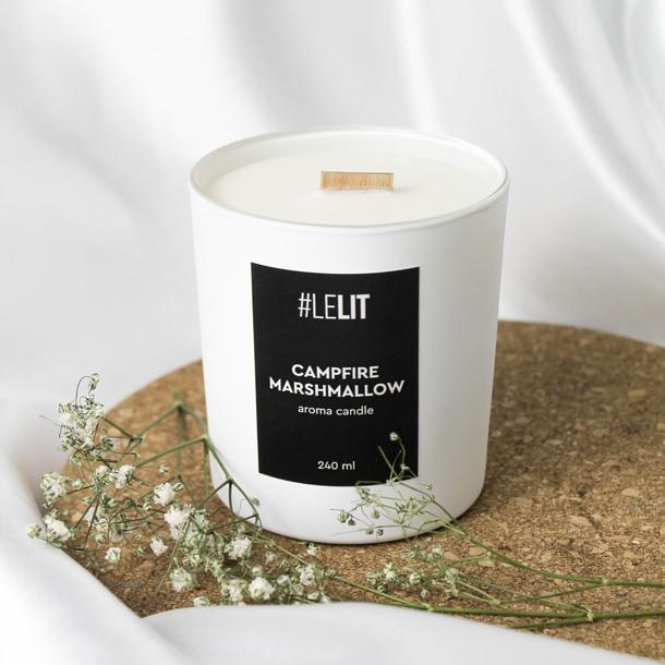Аромасвічка «LeLIT»  Campfire marshmallow, Біла